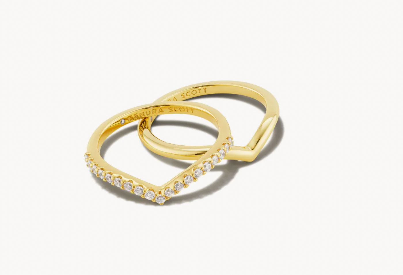 Kendra Scott Wishbone Gold Ring Set in White Crystal
