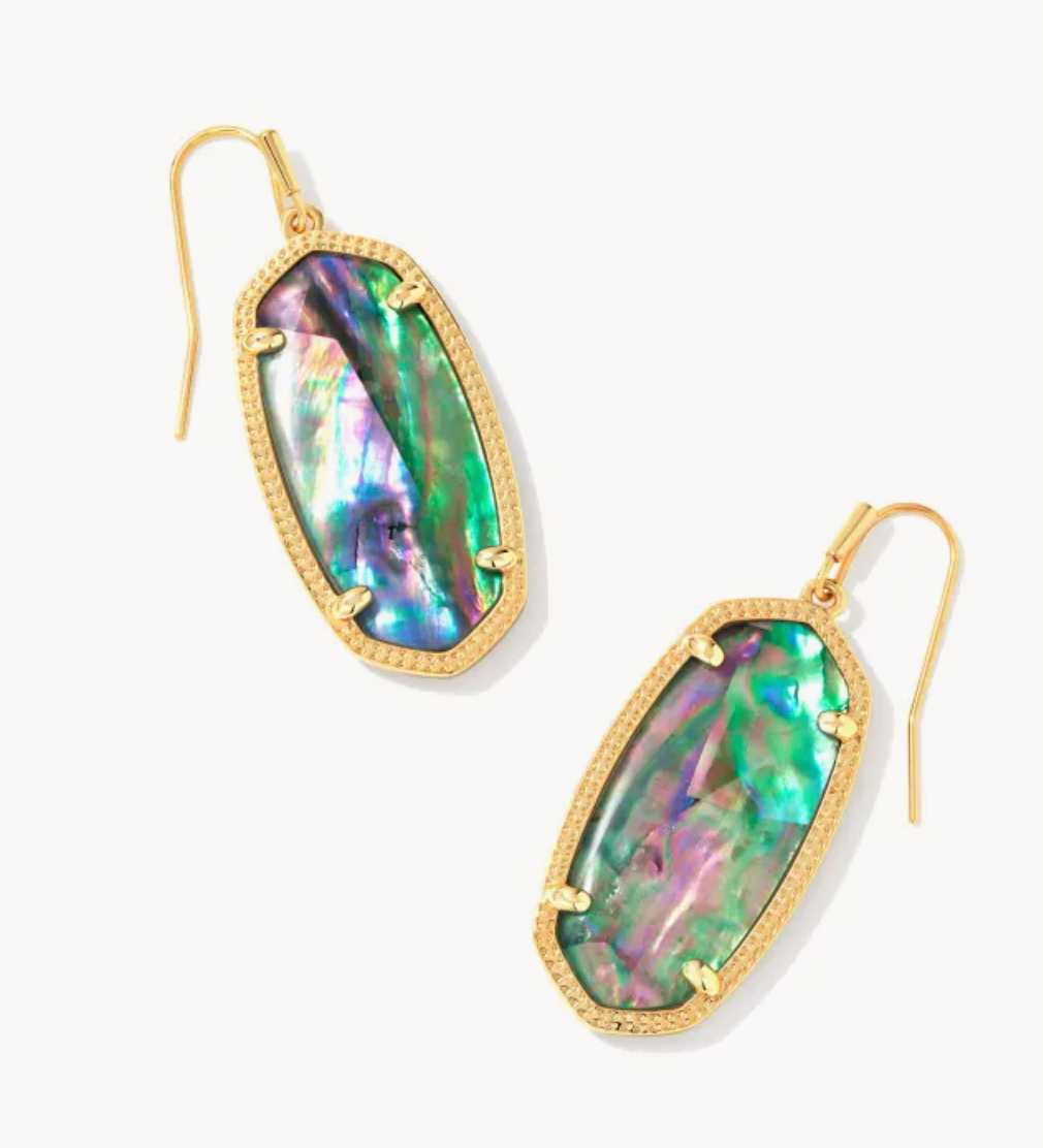 Kendra Scott Elle Gold Drop Earrings in Abalone Shell