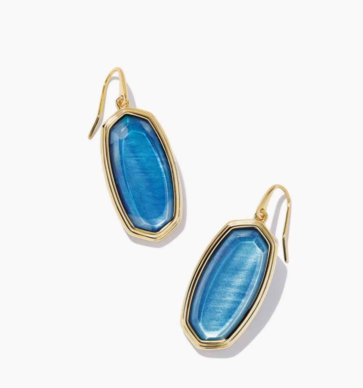 Kendra Scott Framed Elle Gold Drop Earrings in Dark Blue Mother-of-Pearl