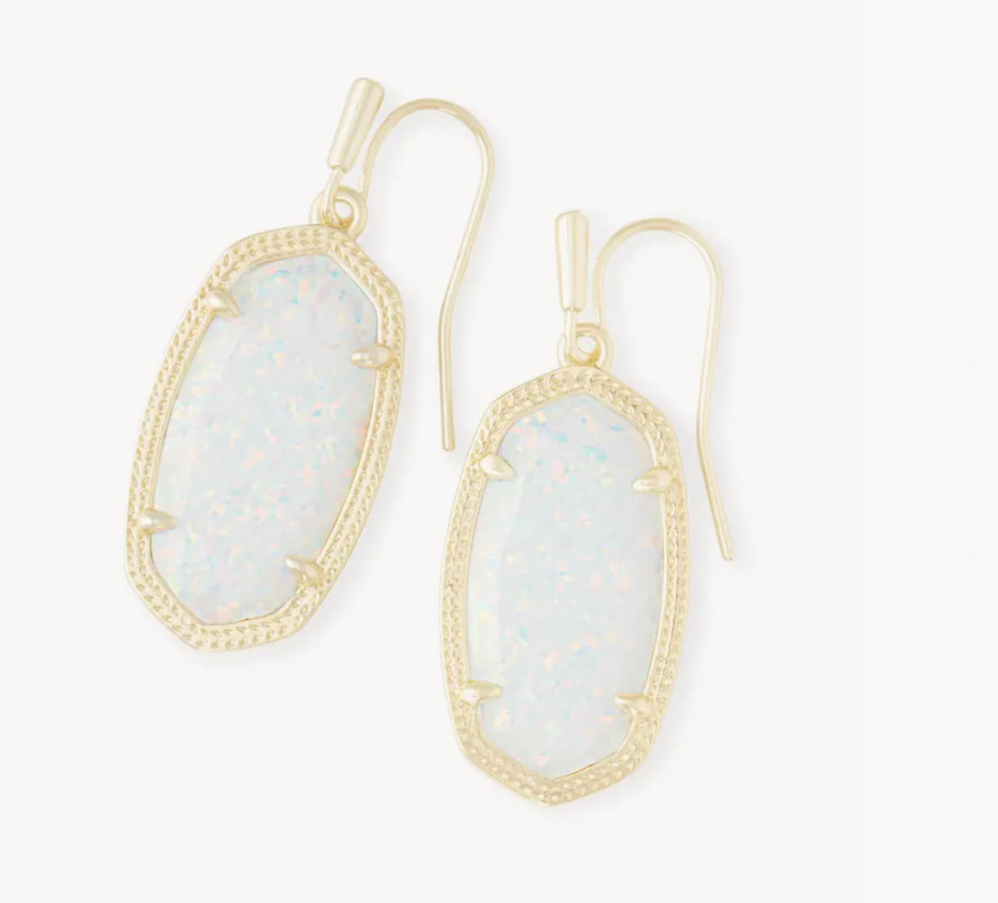 Kendra Scott Dani Gold Drop Earrings in White Kyocera Opal
