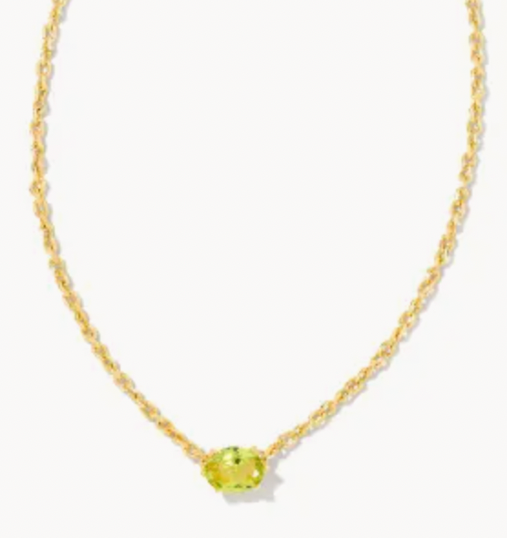 Kendra Scott Cailin Gold Pendant Necklace in Green Peridot Crystal