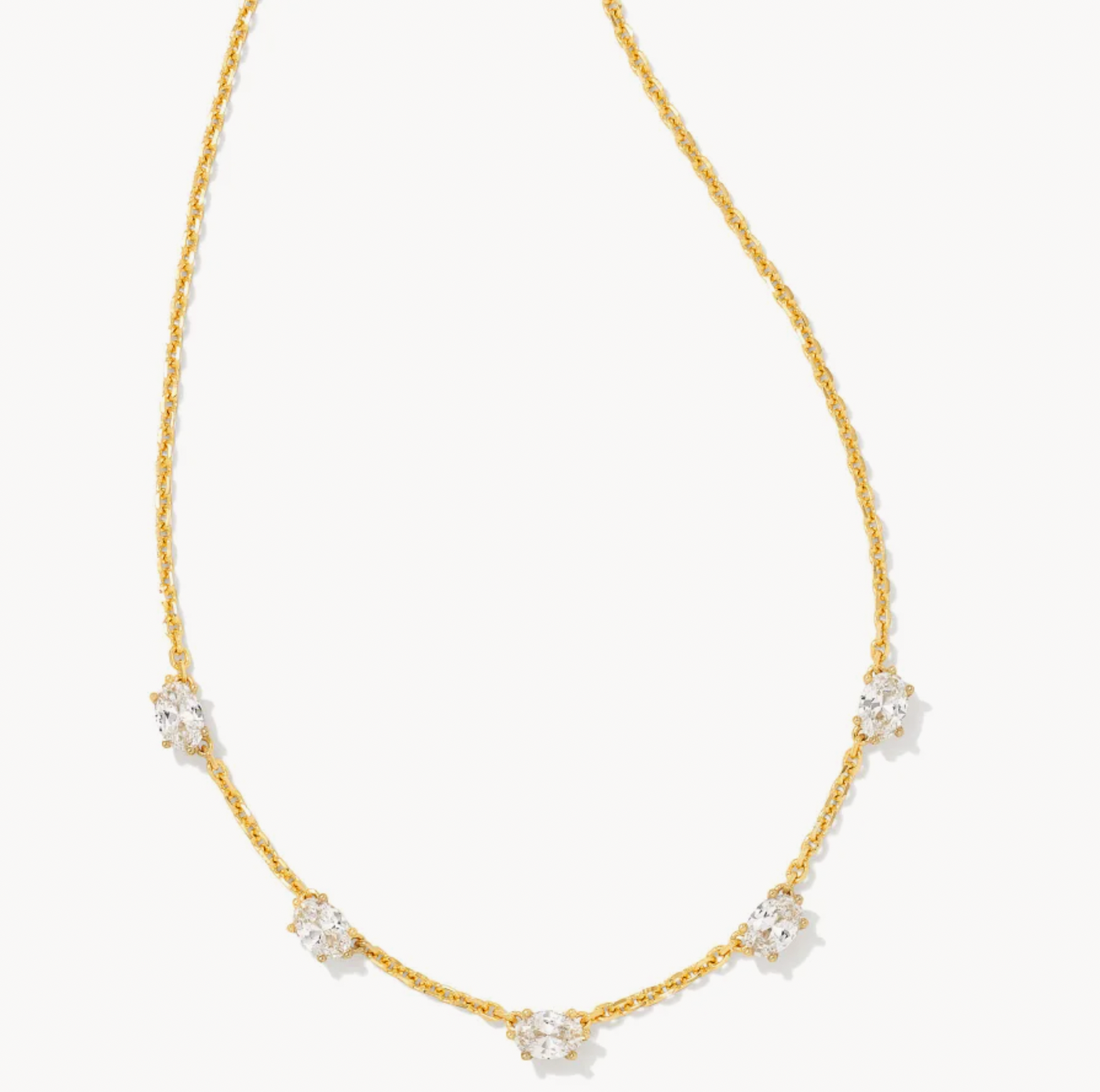 Kendra Scott Cailin Gold Crystal Strand Necklace in White Crystal