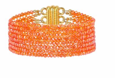 BudhaGirl Meghan 5 Strand Crystal Bracelet - Orange