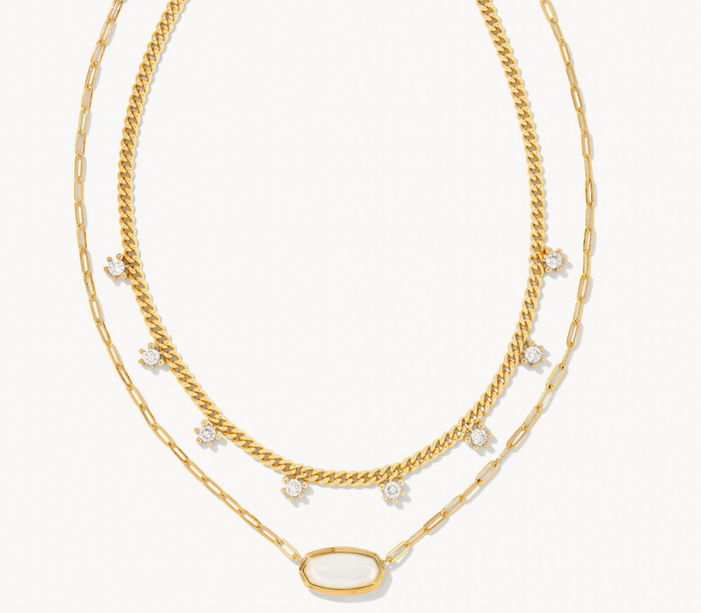 Kendra Scott Framed Elisa Gold Multi Strand Necklace in Iridescent Opalite Illusion
