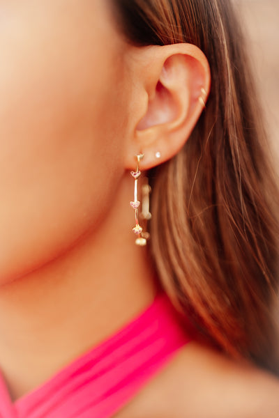 Kendra Scott Haven Gold Crystal Heart Hoop Earrings in Pink Crystal