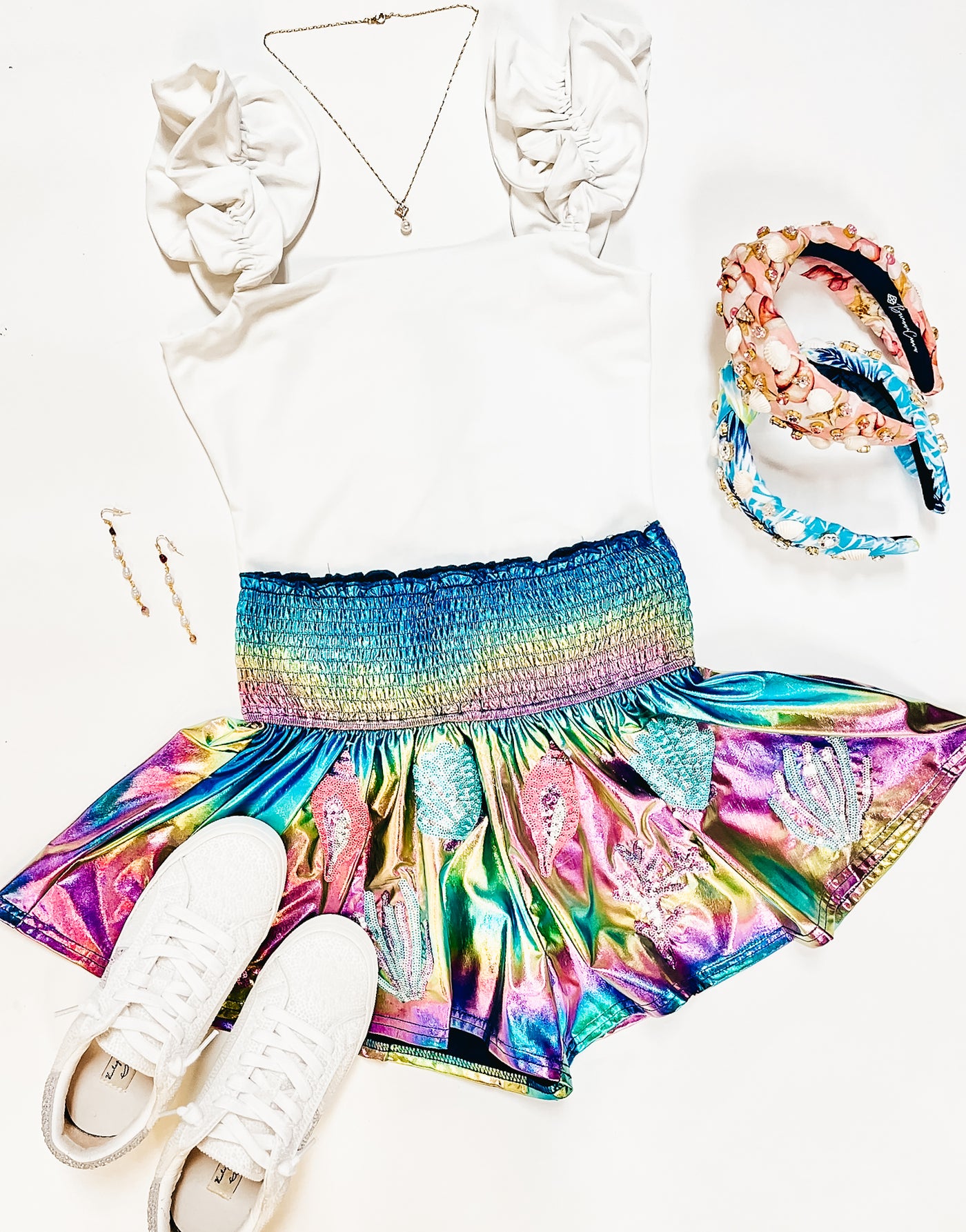 Under The Sea Sequin Patch Iridescent Shorts