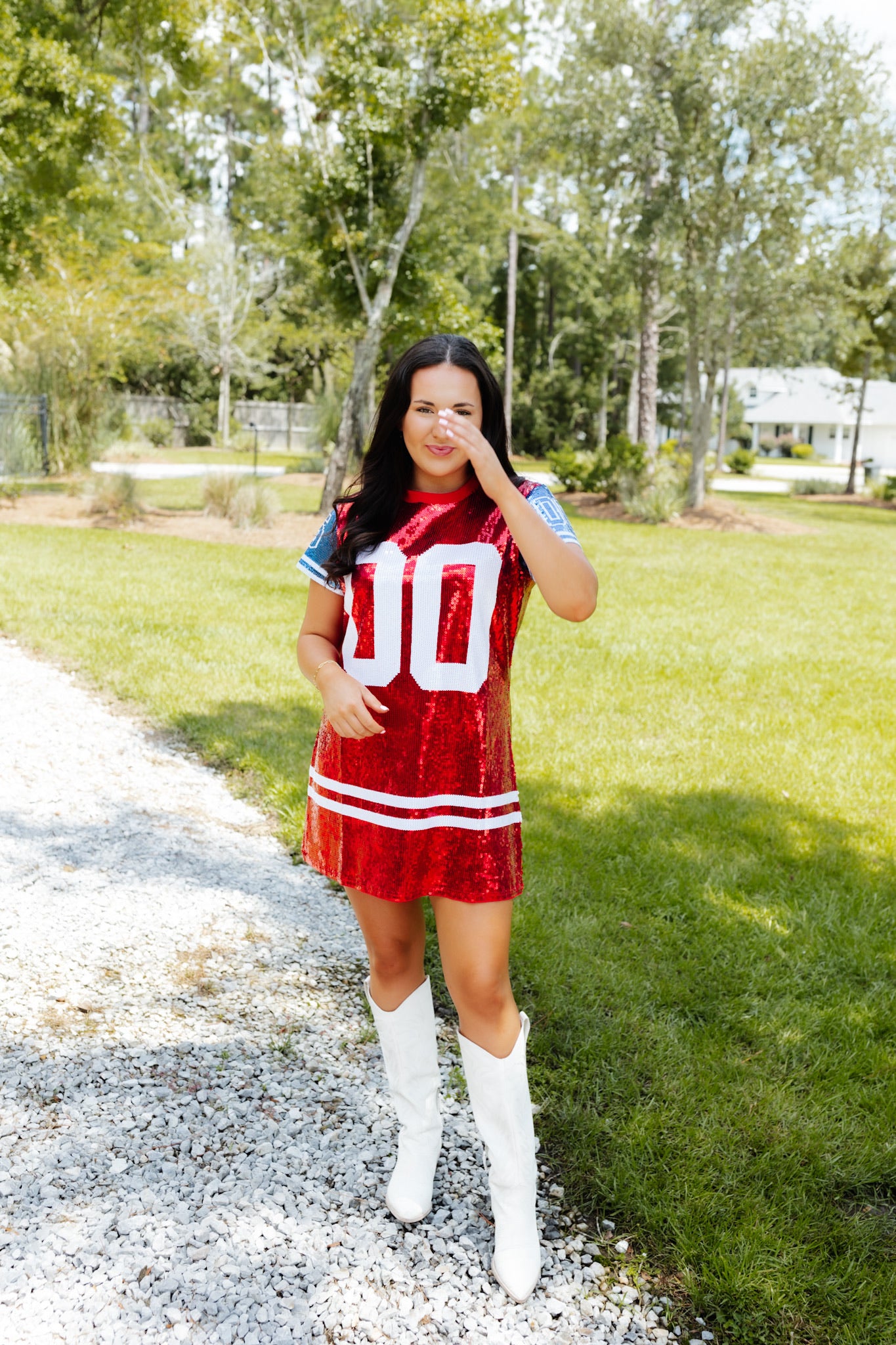 Royal, Red/White Full Sequin Jersey Dress – Queen of Sparkles