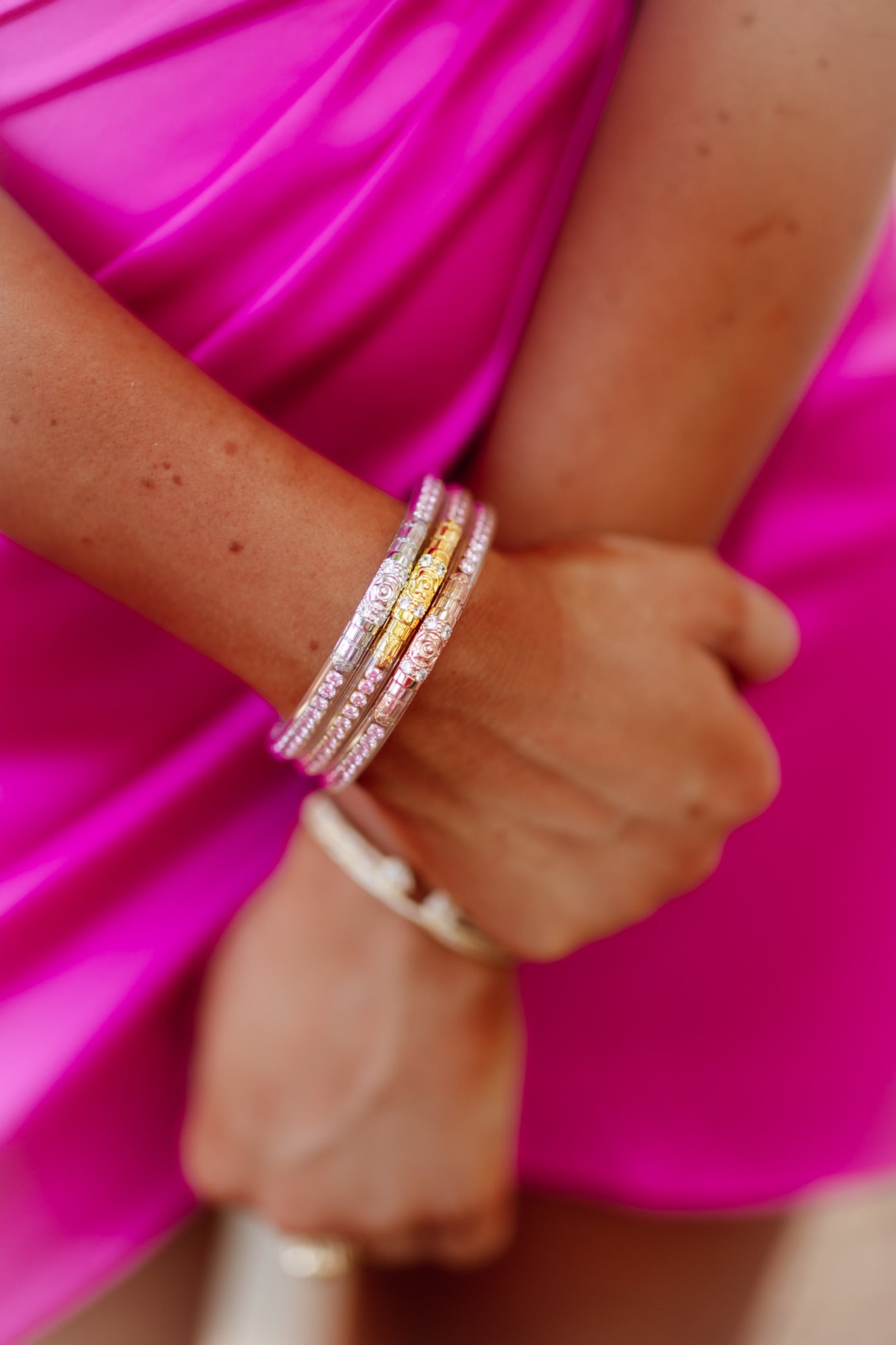 BuDhaGirl Three Queens All Weather Bangles - Petal Pink