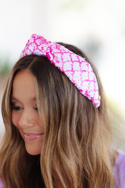 Brianna Cannon Hot Pink Iridescent Sequin Headband