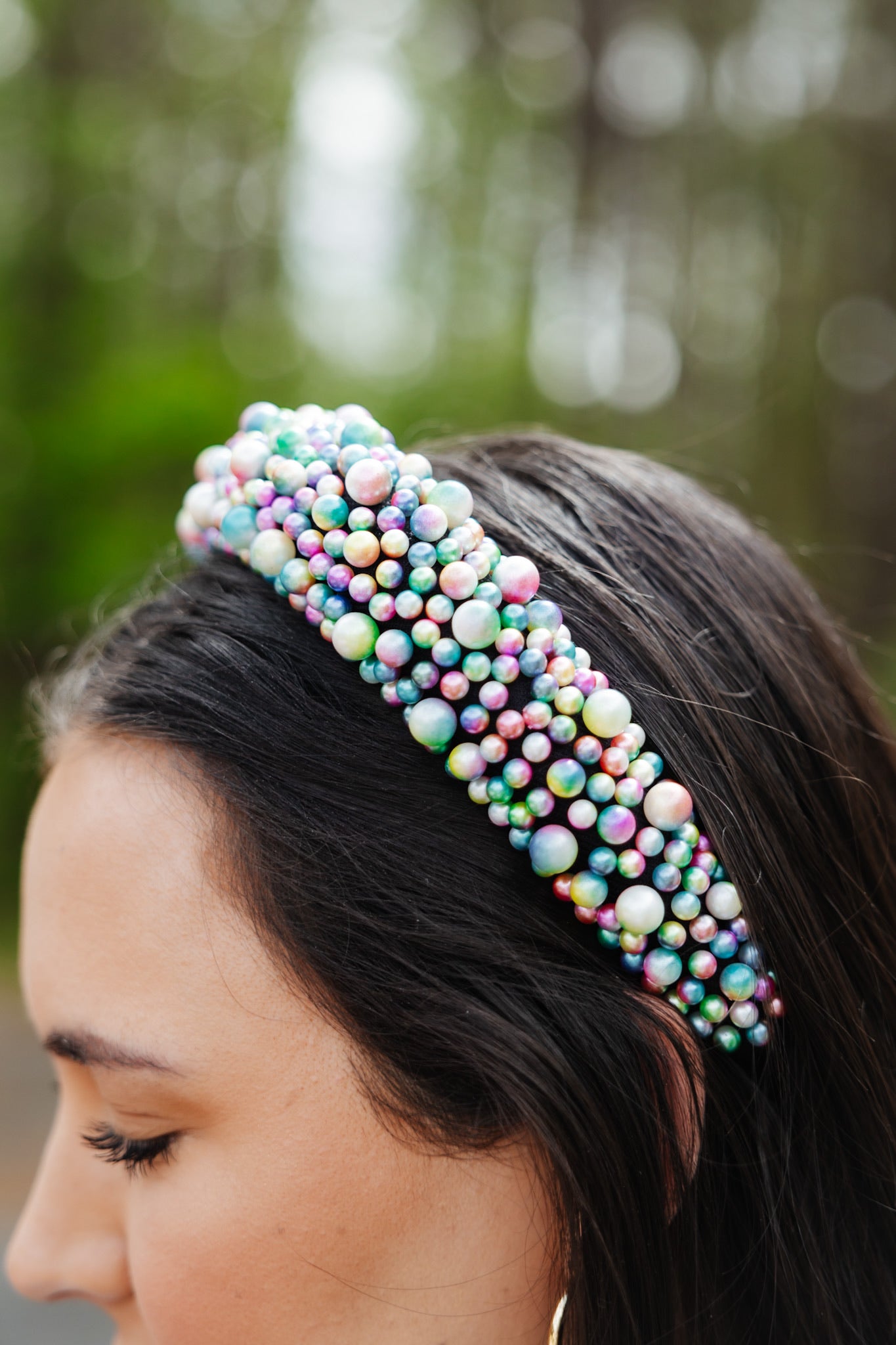 Black Multicolor Pearl Headband