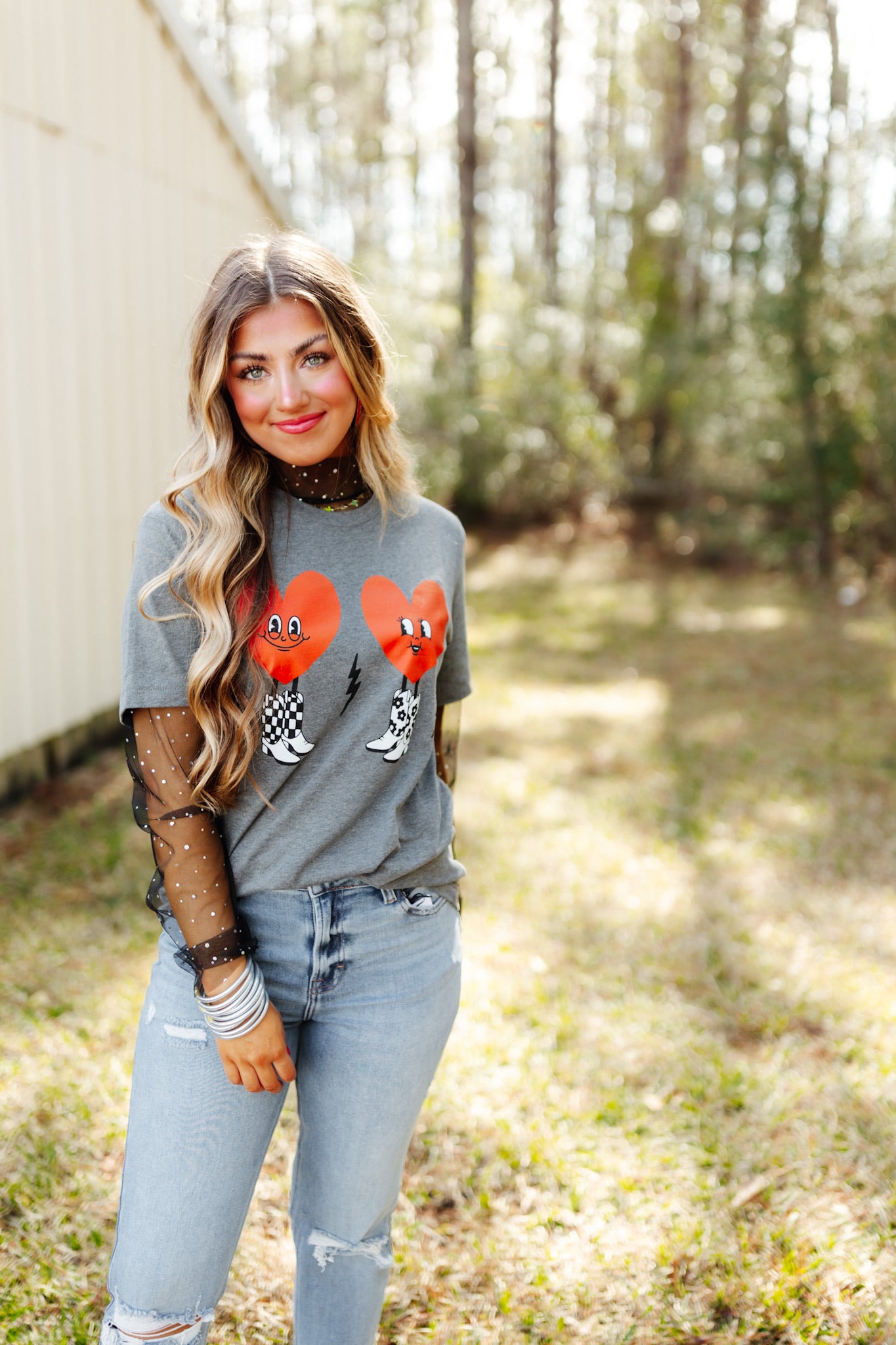 Heather Charcoal Takes Two To Two-Step Valentine's Graphic Tee