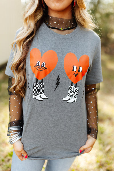 Heather Charcoal Takes Two To Two-Step Valentine's Graphic Tee