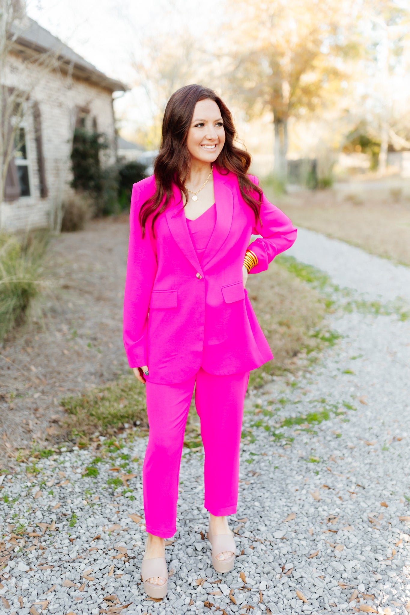 Magenta Three Piece Suit Set