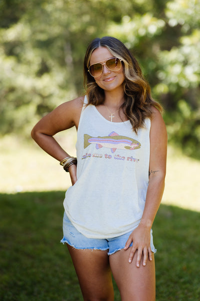 Take Me To The River Ultra Soft Tank in Oatmeal