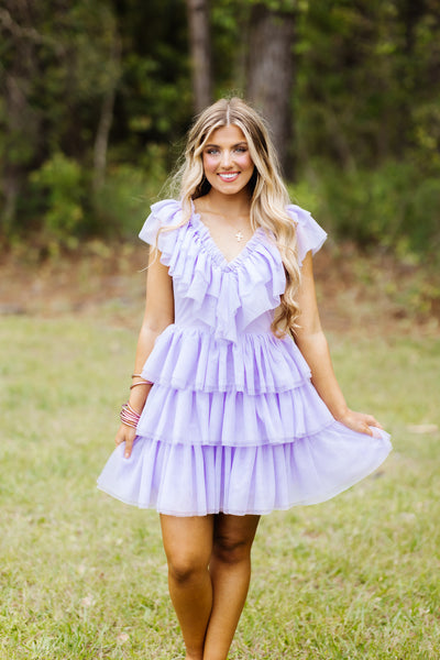Lavender Tulle Tiered Dress