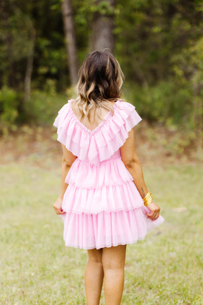 Blush Tulle Tiered Dress