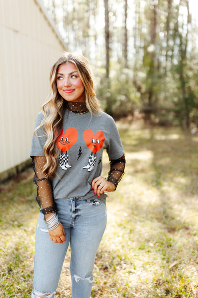 Heather Charcoal Takes Two To Two-Step Valentine's Graphic Tee