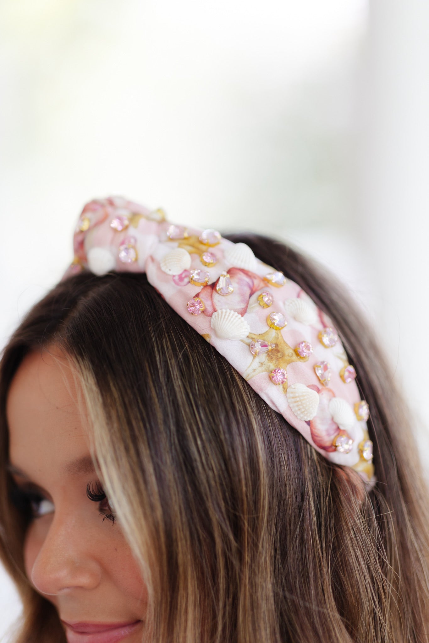 Brianna Cannon Pink Shell Crystal Headband