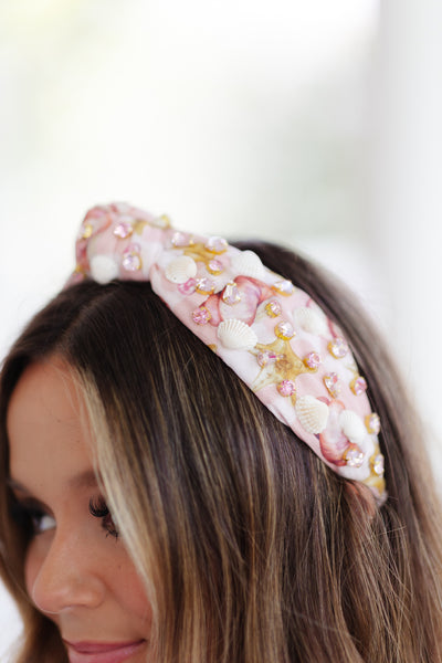 Brianna Cannon Pink Shell Crystal Headband