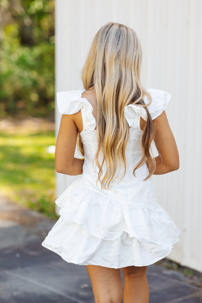 White Floral Eyelet Ruffle Dress