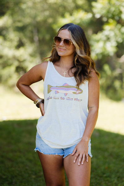 Take Me To The River Ultra Soft Tank in Oatmeal