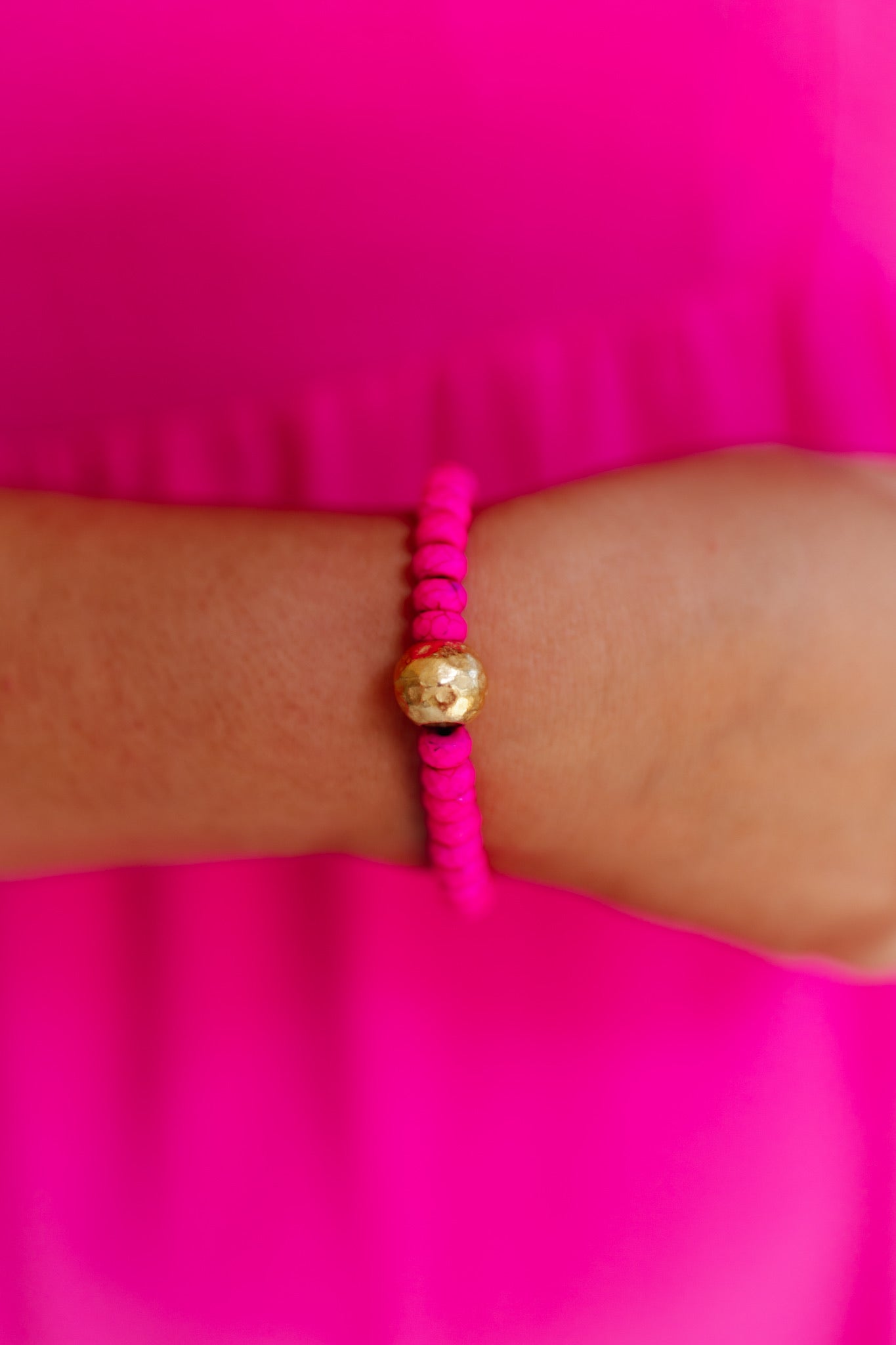 Virtue Jewelry Rondelle Gemstone Bracelet - Hot Pink