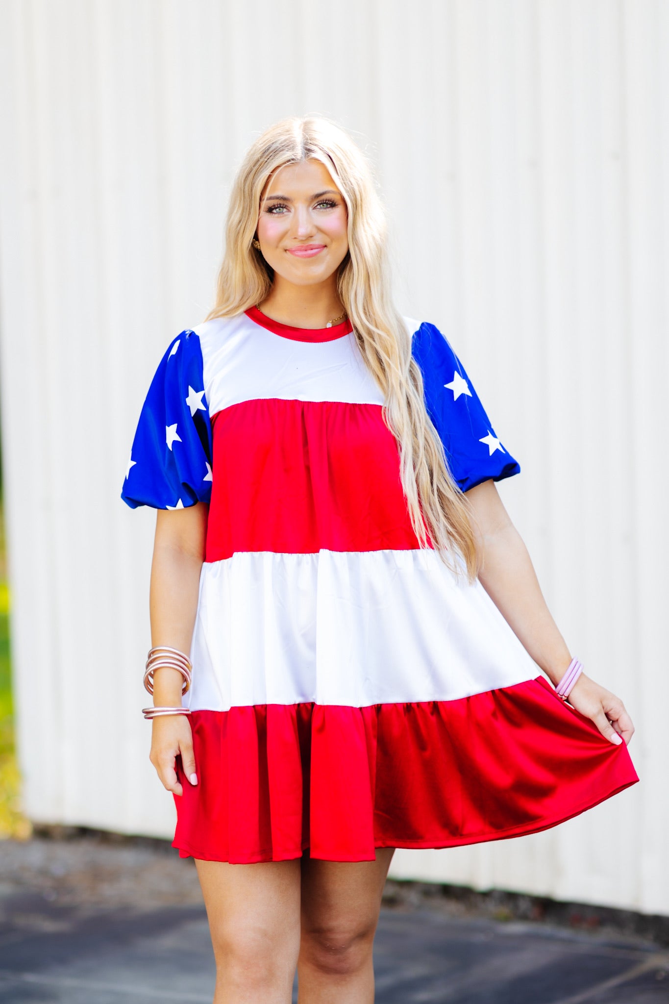Iridescent Red White and Blue Flag Dress