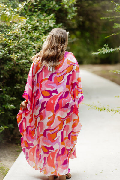 Adrienne Orchid Abstract Caftan Dress