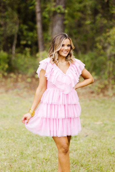 Blush Tulle Tiered Dress