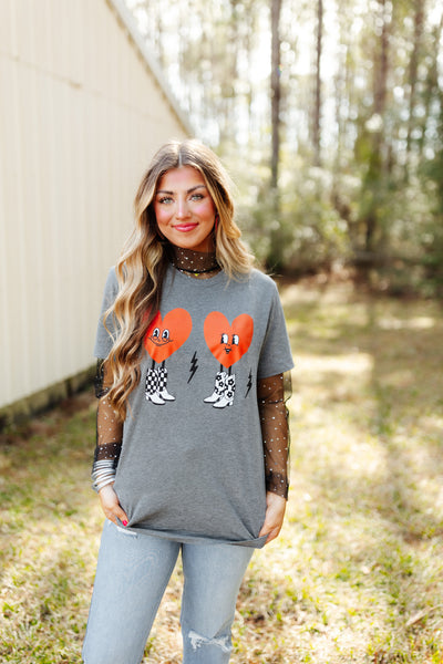 Heather Charcoal Takes Two To Two-Step Valentine's Graphic Tee