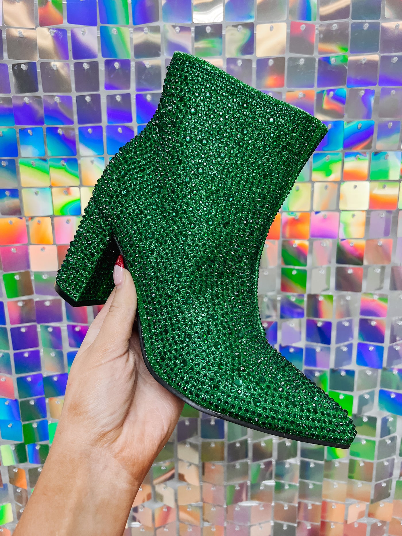 Emerald Sparkle Heeled Boot