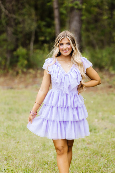 Lavender Tulle Tiered Dress
