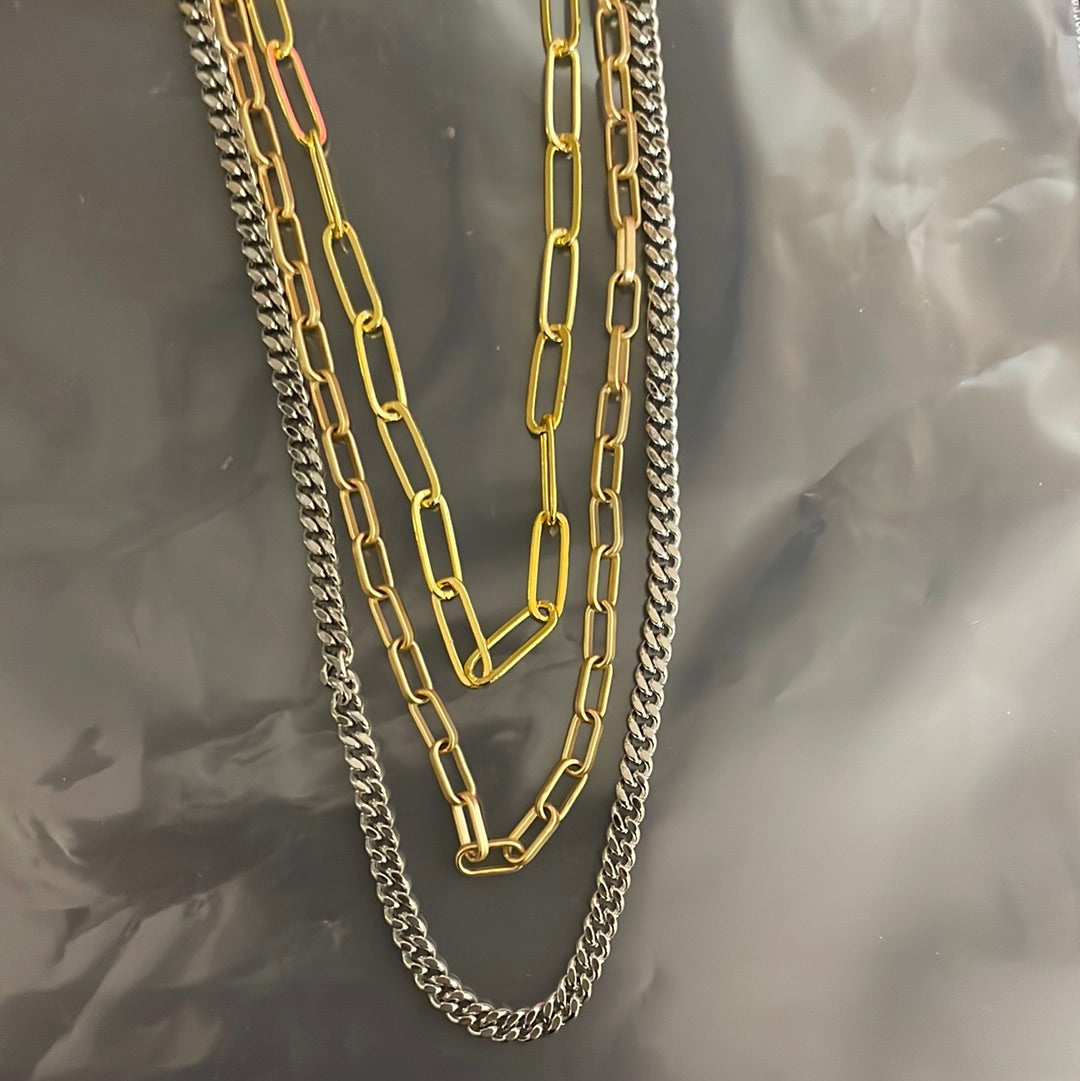 Jennifer Thames Multi Metal Triple Layer Short Necklace