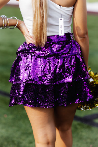 Purple Star Sequin Tiered Skirt