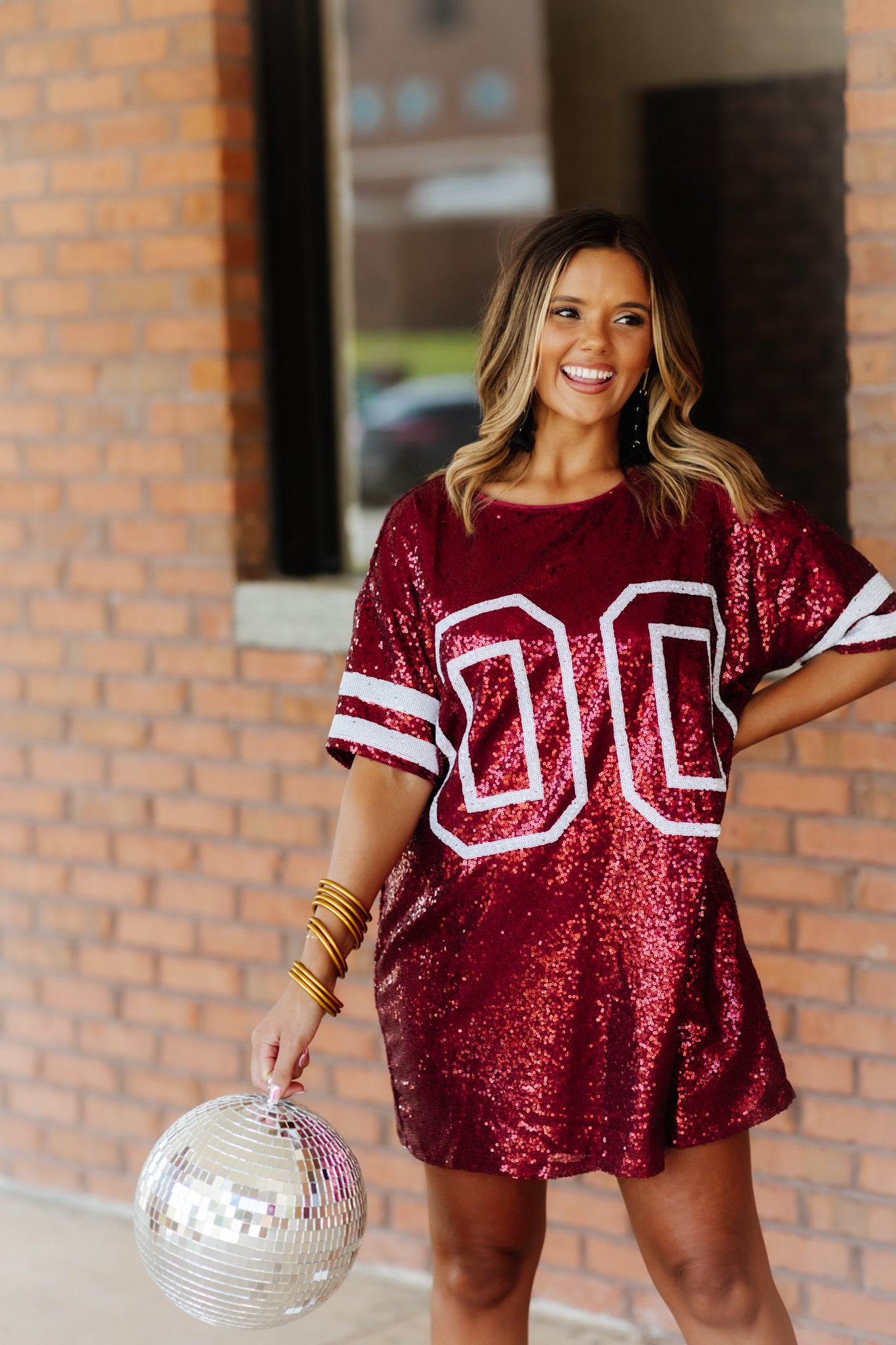 Maroon Sequin Game Day Jersey Dress