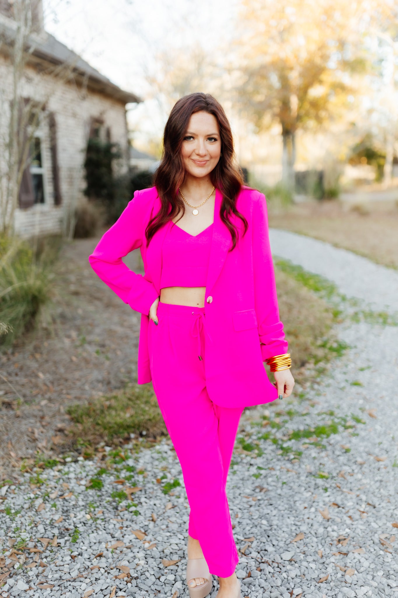 Magenta Three Piece Suit Set