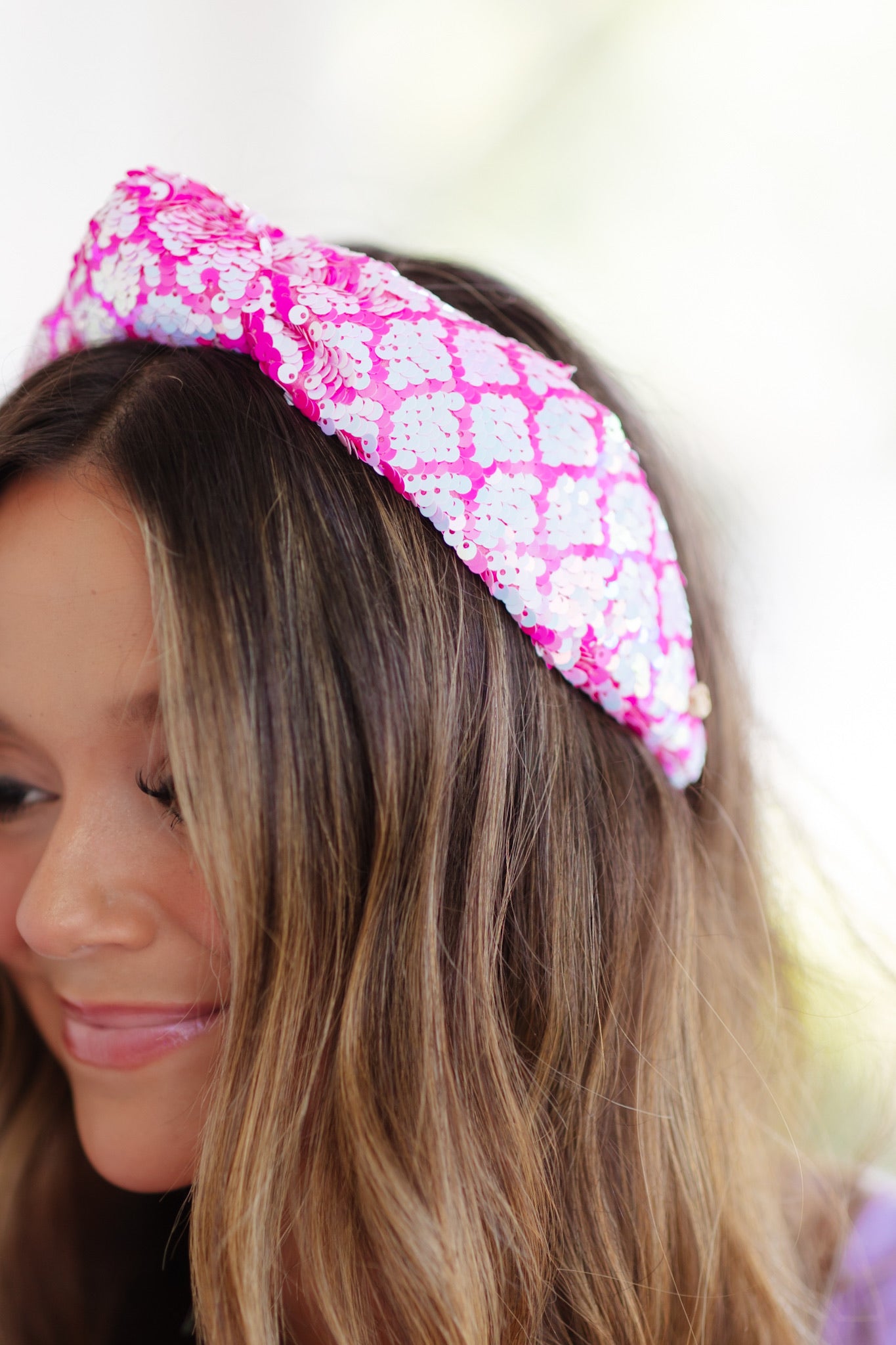 Brianna Cannon Hot Pink Iridescent Sequin Headband