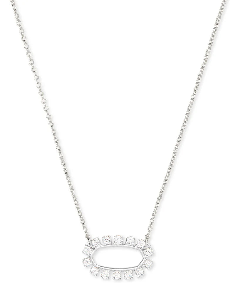 Kendra Scott Elisa Open Frame Rhodium Crystal Necklace