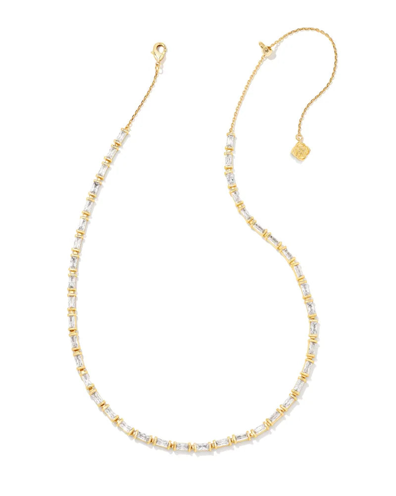 Kendra Scott Juliette Strand Gold Necklace in White Crystal